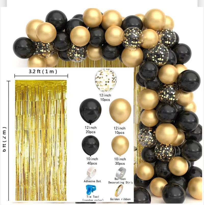 Black Gold Series Balloon Set for Birthday Party Decoration