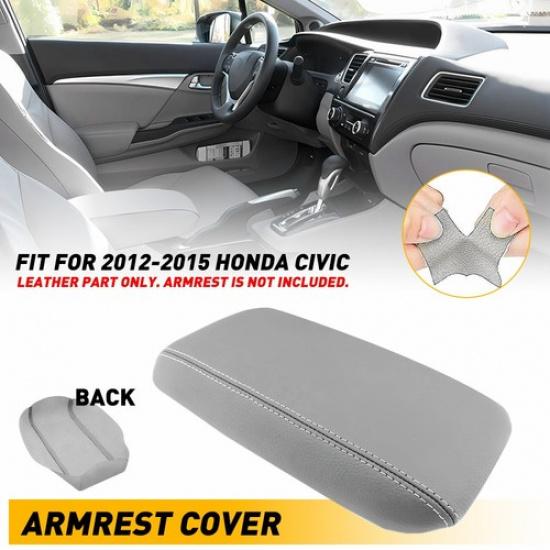 Console Lid Armrest Cover Leather for Hyundai Sonata 2015- Gray Stitch US