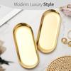 3 Pack Gold Trays for Decor, Stainless Steel Decorative Tray, Small Vanity Tray for Bathroom, Elegant Jewelry Tray for Holding Perfume, Keys, Wallet