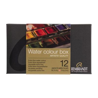 Metal Box of 12 Pans of Rembrandt Watercolor Paint Assortment