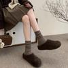 Autumn Design Women's Mules Slippers Platform Flats Outdoor Slides Fashion Slip On Woolen Fabric Shoes