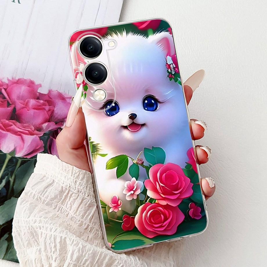 For Vivo Y29s Y29 4G 5G / Vivo Y04 4G Back Cover Girly Fashion Flower Butterfly Painting Case Soft TPU Clear Slim Silicone Funda