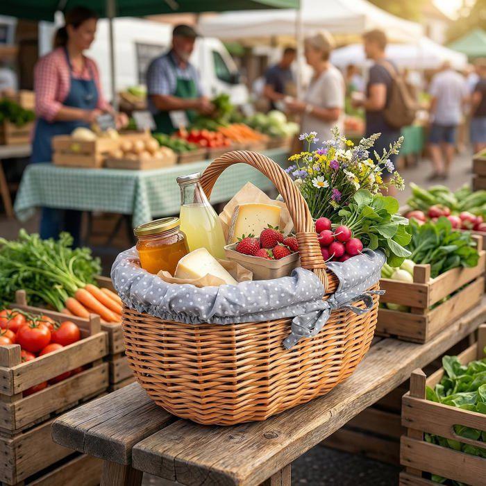 Panier en osier - CREATIVE HOME - Osier Pois Gris Brun - 43×32×37 cm - Ficelles amovibles - Fabriqué UE