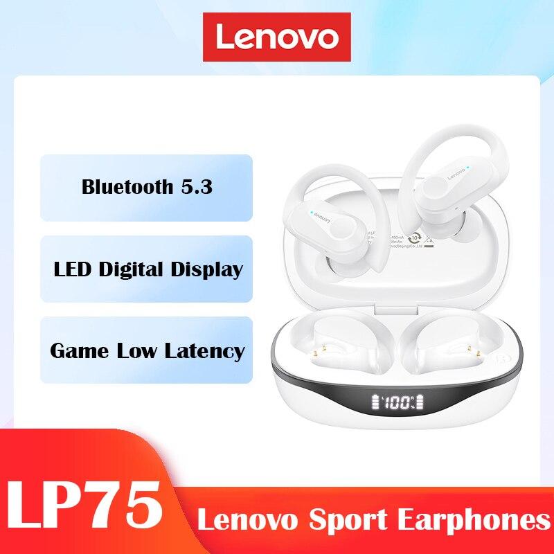 Lenovo LP75 Sportliche kabellose Ohrhörer mit Mikrofonen, Tastensteuerung, LED-Leistungsanzeige, HiFi-Stereo-Sound Bluetooth 5.3 TWS-Kopfhörer