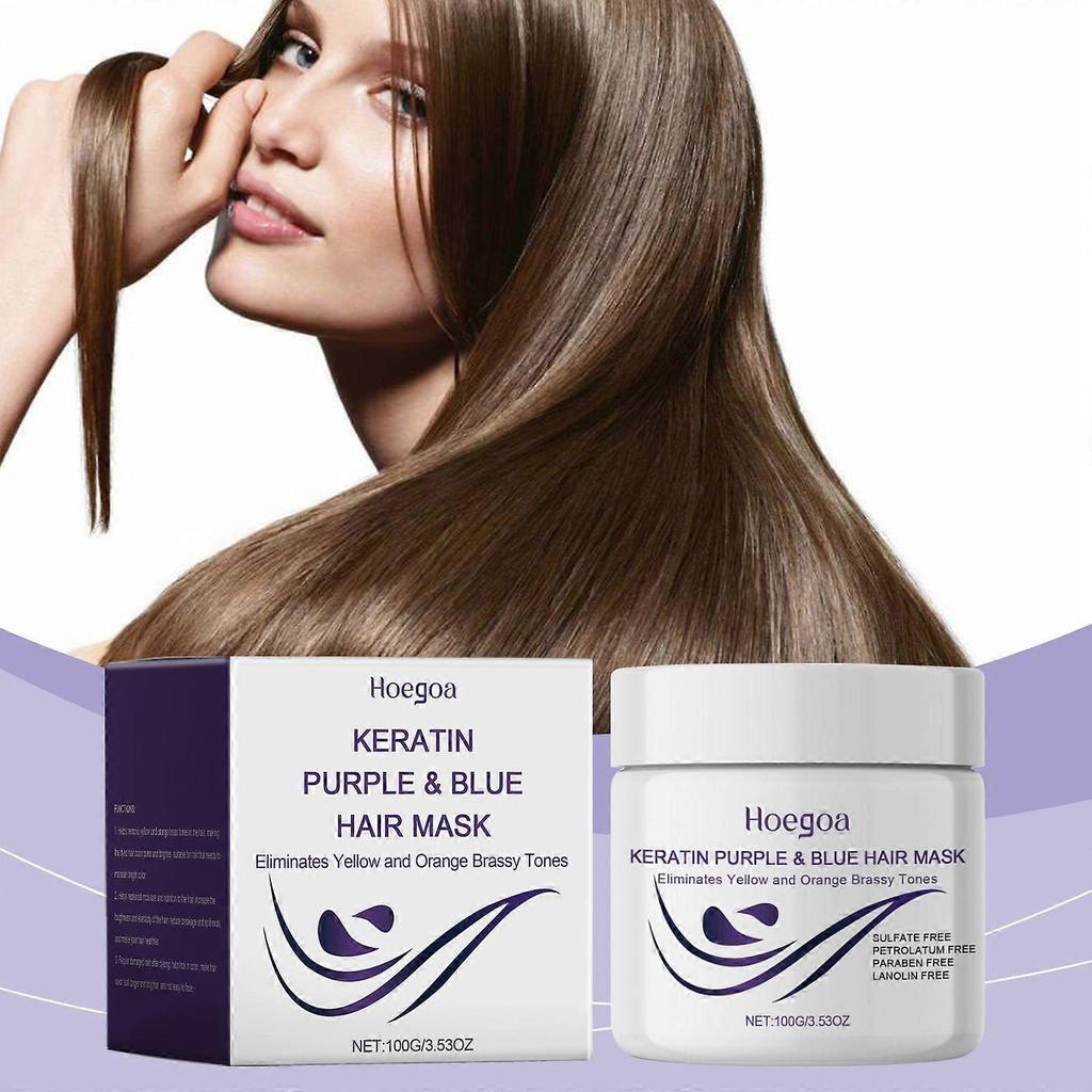 Hoegoa Keratin Lila Haarmaske Pflegend Feuchtigkeitsspendende Pflege Haare Sanft Reichhaltig Feucht Weich Und Glänzend Haarmaske weniger