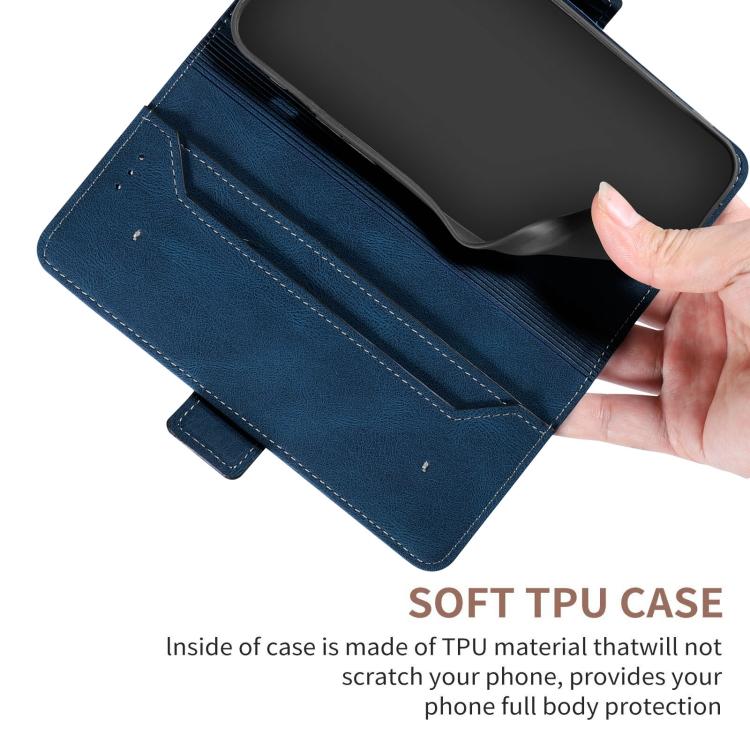 Custodia in Pelle Magnetica Laterale con Cuciture e RFID per Huawei Y7 2019