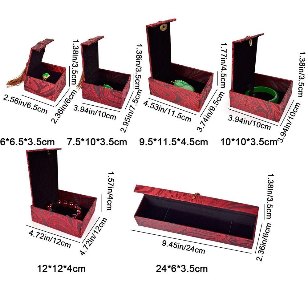 Linen Tassel Jewelry Box Chinese Style Ring Gift Box Vintage Jewelry Packaging Box  Wedding