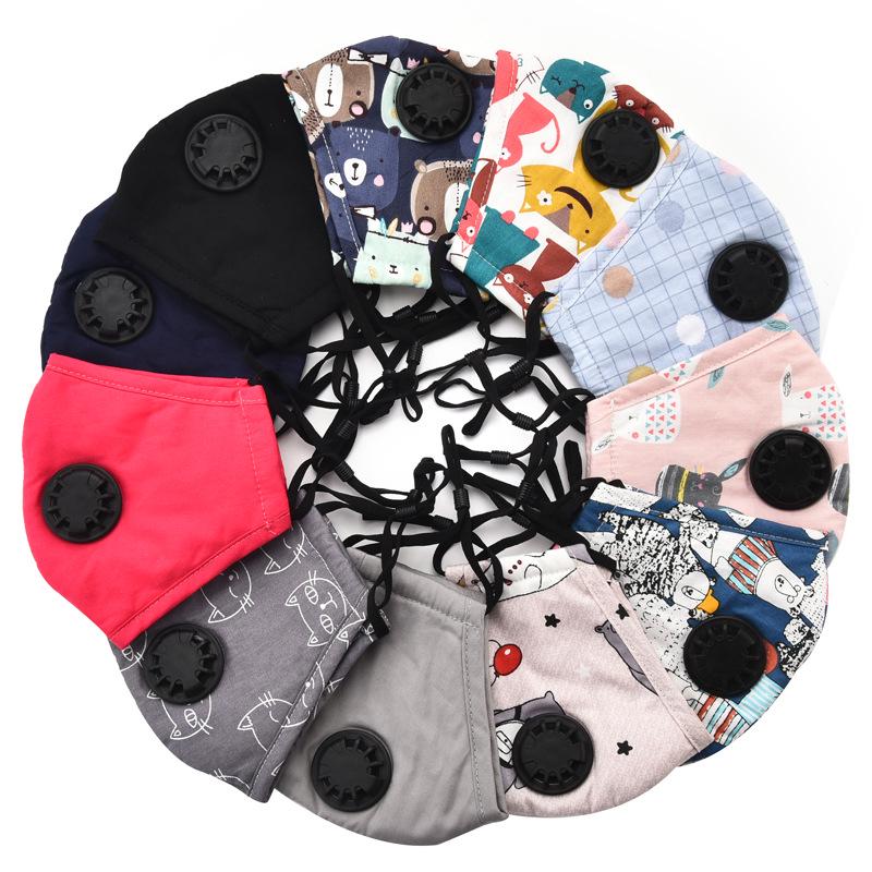 Unisex Black Cartoon Cotton Winter Mask with PM2.5 Anti-Smog and Dust Filter