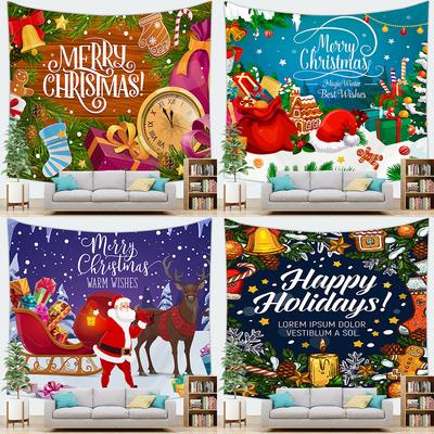 Home Decor Christmas Tapestry Bedroom Living Room Decor Santa Claus Christmas Reindeer Print Tapestry