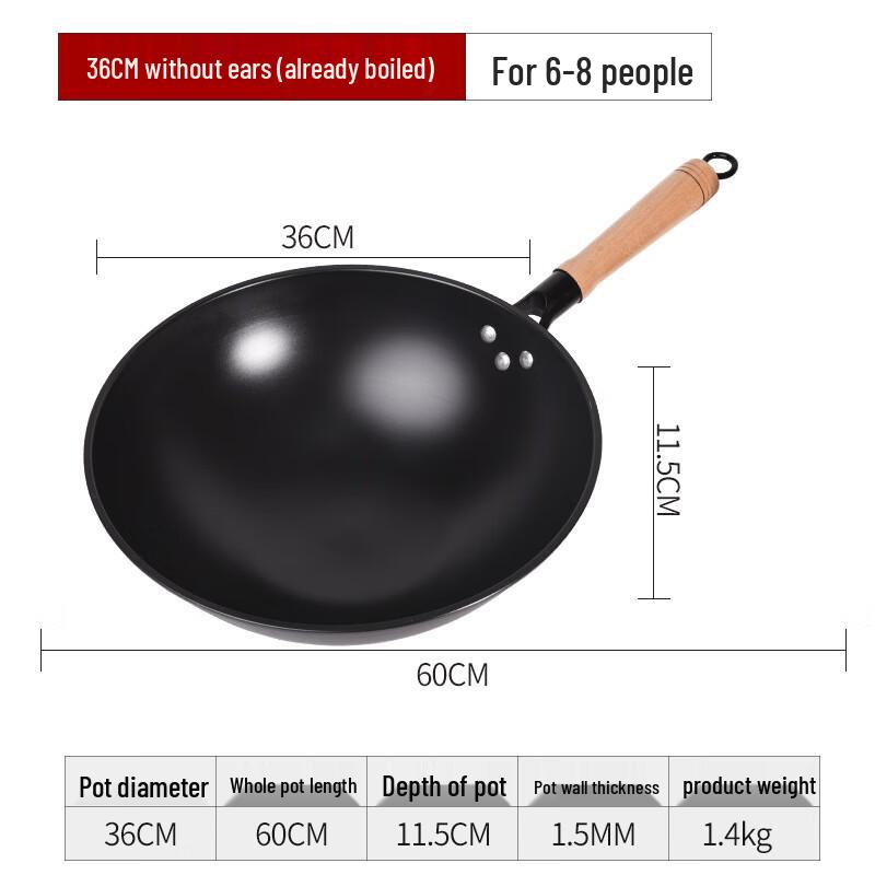 Traditional Cast Iron Wok 36cm