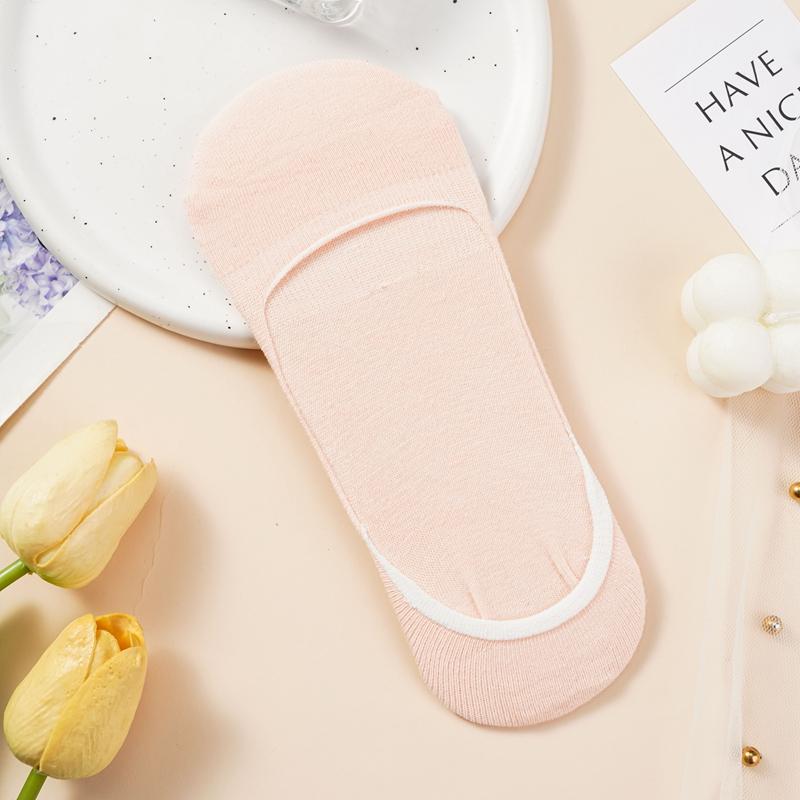 Damen Unsichtbare Bootssocken Sommer Silikon Rutschfest Mode Knöchelsocken Niedrig geschnitten Weiblich Einfarbig Baumwolle Atmungsaktive Socke