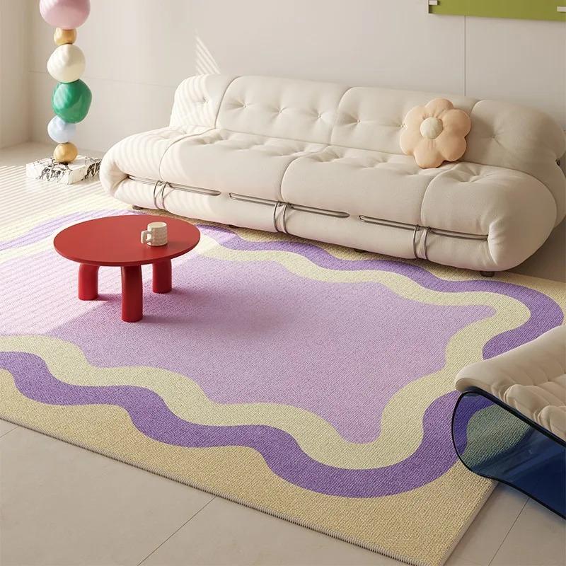 Wavy Stripe Carpet Mat Rug Rainbow Colors Pastel Gradient Modern Sweet Home Decoration Floor Mat Carpets for Living Room Bedroom