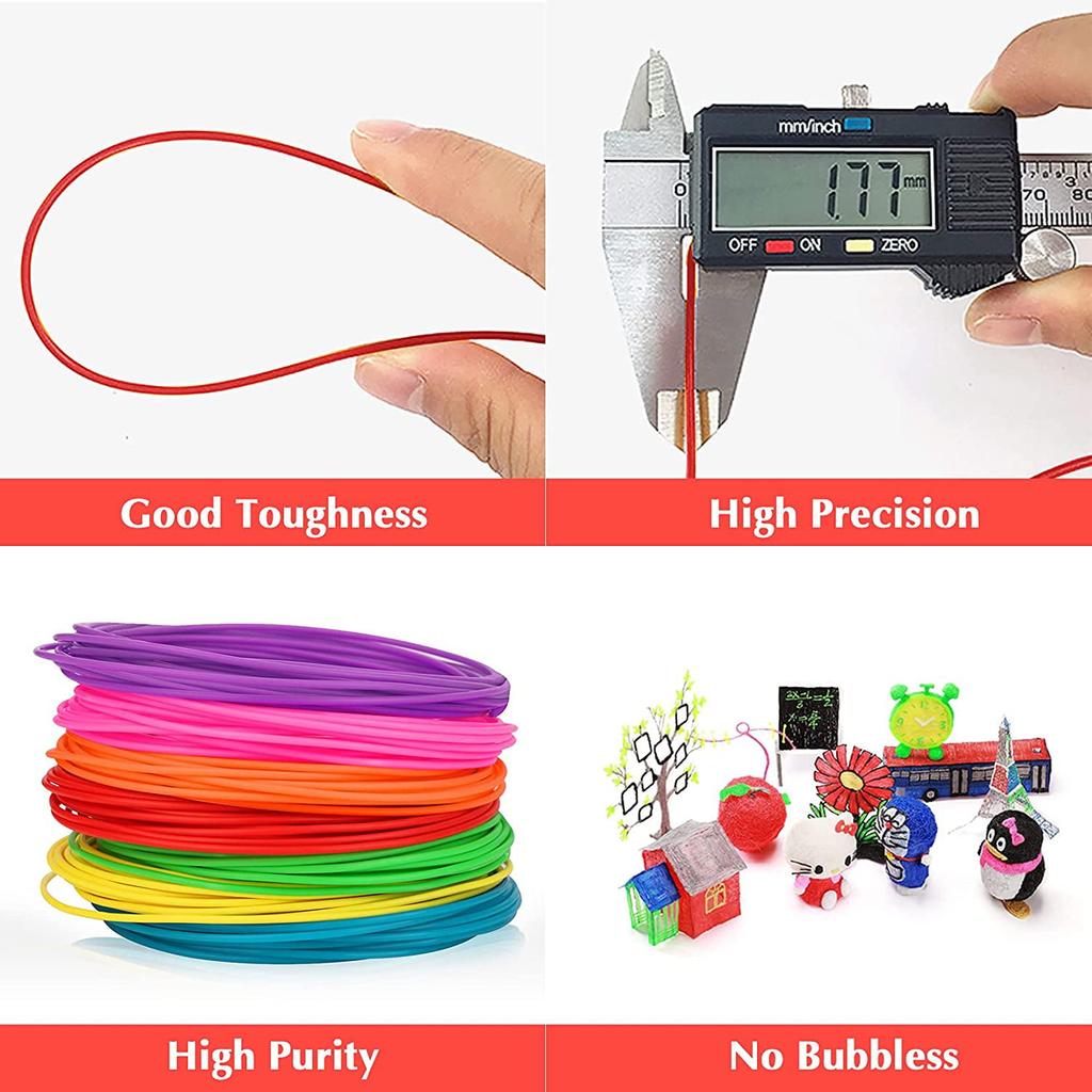 3D Pen PLA Filament Refills 1.75mm PLA Filament Pack of 20 Colors Each Color 16 Feet Total 320 Feet Create Professional Safety Refill for Kids Fo