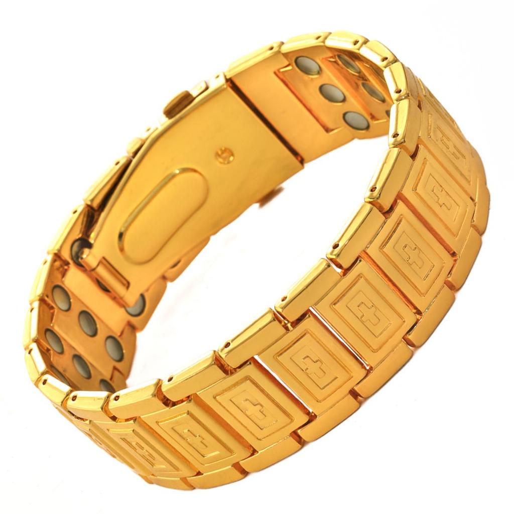 Cross Explosion: Ancient Red Copper Shield Magnet Bracelet with Wide Watch Strap Buckle for Men.
