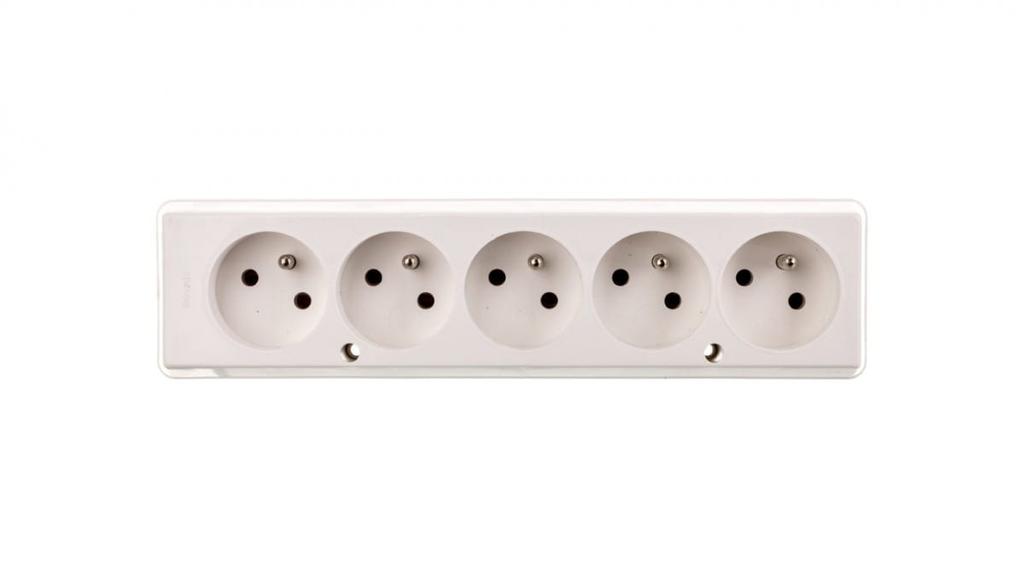 Gniazdo Przenośne Pięciokrotne 16A 2P+Z 250V Białe Gn-570