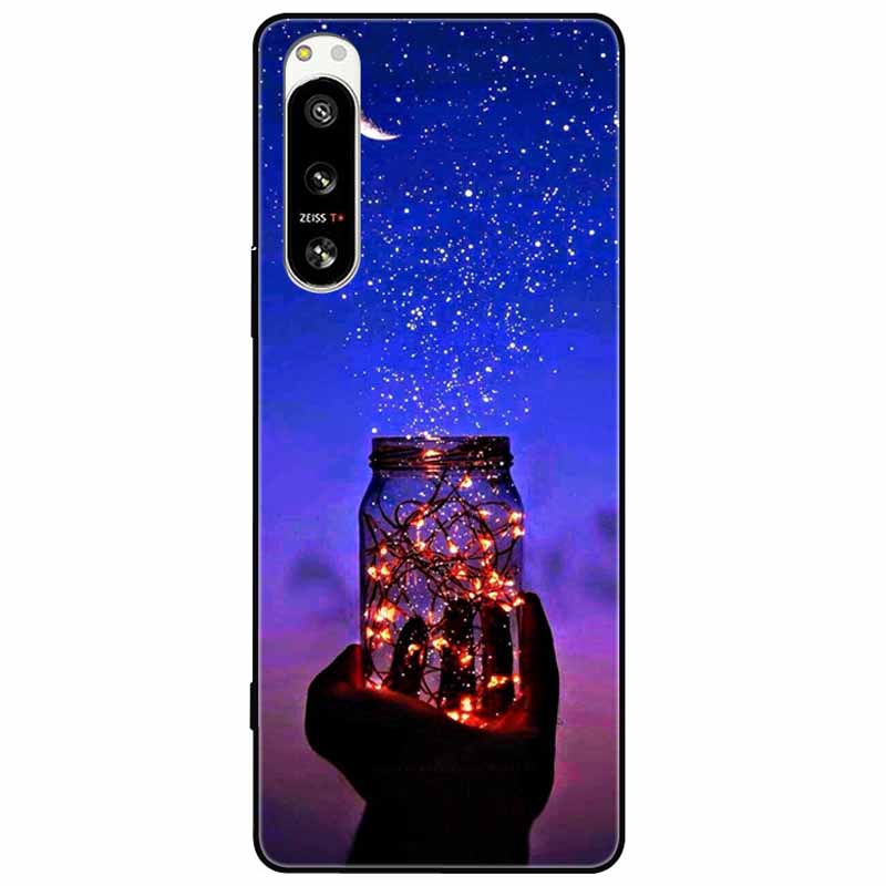 For Sony Xperia 5 IV / 10 IV Case 10IV Soft Black Silicone Forest Painted Phone Back Covers For Sony Xperia 1 IV Case TPU Coque