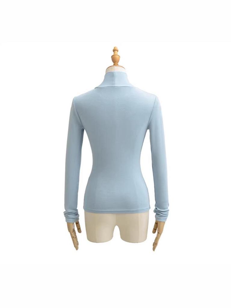 Women's Korean-Style Cashmere-Feel Slimming Long-Sleeve T-Shirt for Autumn/Winter.