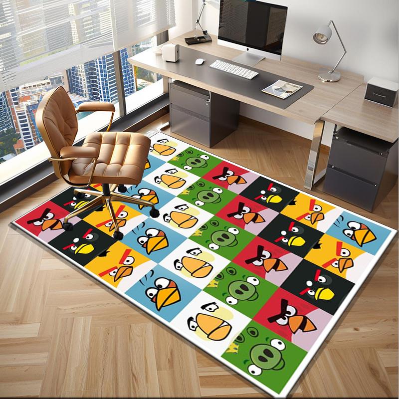 Red Birds Characters Collage Office Rug Chair Mat, Game Carpet, Suitable for Front Door, Bedroom, Living Room, Desk, Holiday Gift