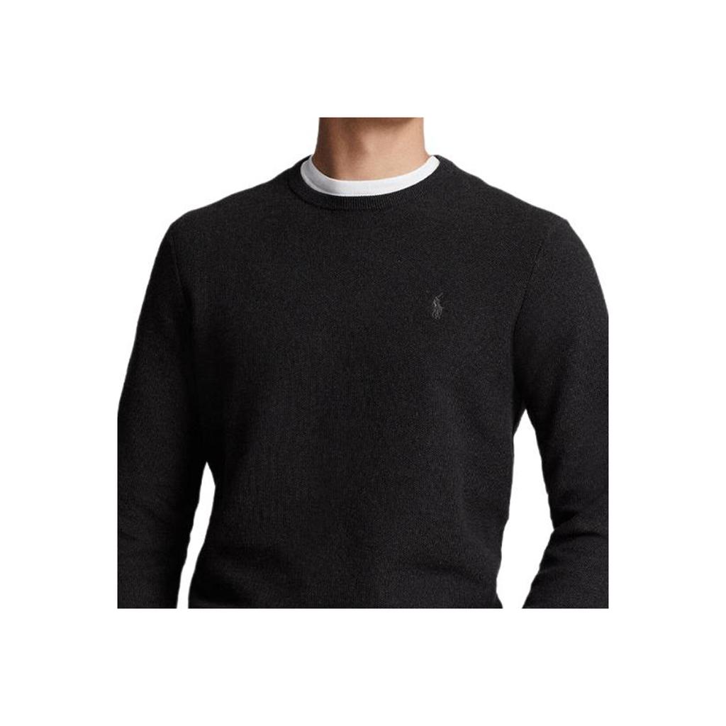 Polo Ralph Lauren FW24 Logo Embroidered Solid Color Crew Neck Long Sleeve Knit Sweater Men sweater Charcoal-Gray 710918163-005
