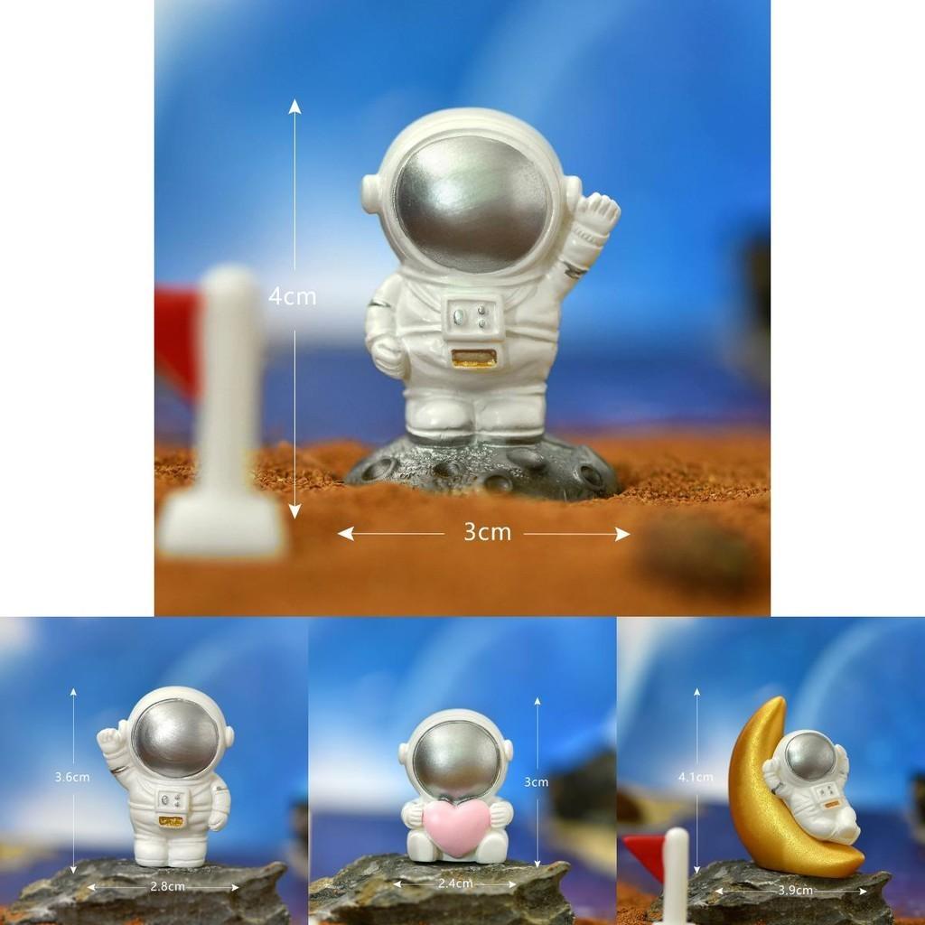Cute Resin Astronaut Figurine Unique Home Decor Space Theme Cake Topper Accessory