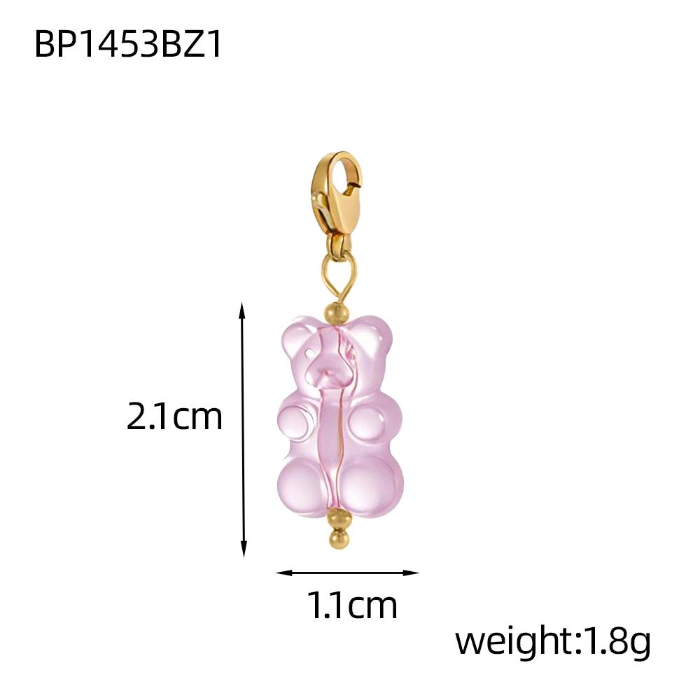 

CARLIDANA 2 PCS Gold Plated Stainless Steel Jelly Bear Charms Gummy Bear Resin Charm Accessories Lobster Clasp for DIY Jewelry