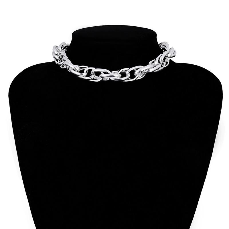 Cute Simple Chain Link Lock Necklace Pendant Women Silver Color Fashion Goth Jewelry Party Punk Maxi Collier Long Necklace Gift