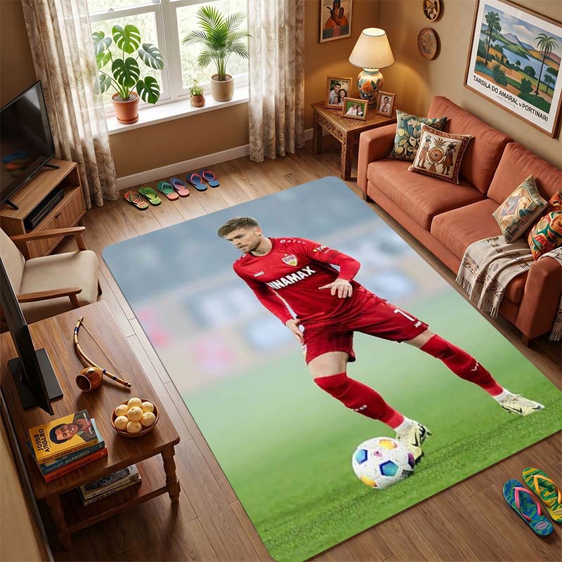 VfB Stuttgart Flanell Teppich Teppich Weicher Warmer Überwurf mit Fußballverein Logo Aufdruck, Gemütliche Bettwäsche für Fußballfans 40x60cm( 15x23in )