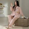 [Antistatic] Pajamas women's autumn and winter fleece thickened long-sleeved warm coral fleece flannel loungewear set