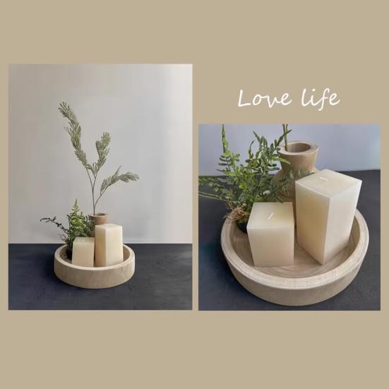 Wooden Round Storage Tray Multi-purpose Fruit Treats Candies Desserts Appetizer Snacks Serving Tray Farmhouse Rustic Decorative Bowl Kitchen Supplies