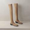 Krazing Pot Flock Autumn Winter Shoes Thick Heels Size 43 Long Boots Apricot Patch Work Stretch Over-the-knee Boots