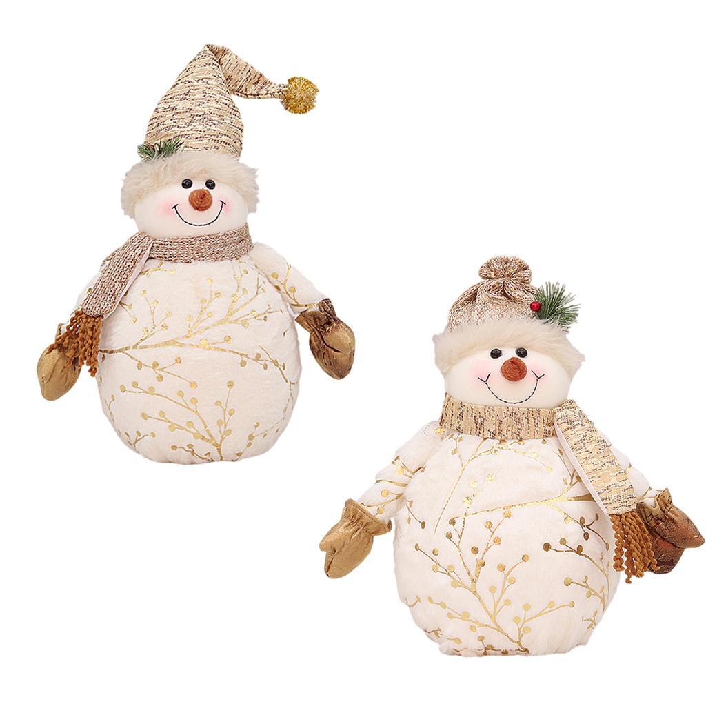 Christmas Snowman Figurines Handmade Stuffed Doll Home Decoration Holiday Party Ornament Household Accessory Daily Use