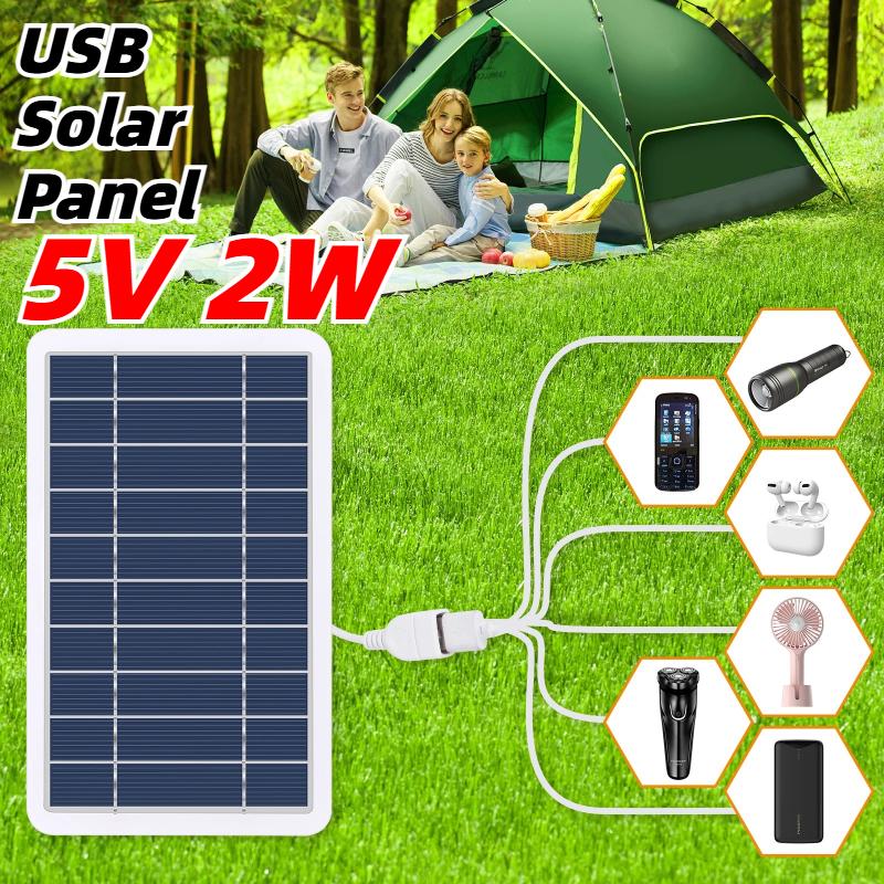 [1/2/4PCS] 2W Solar Panel With USB IP65 Waterproof Outdoor Hiking And Camping Portable Battery Mobile Phone Charging Bank Charging Panel 5V