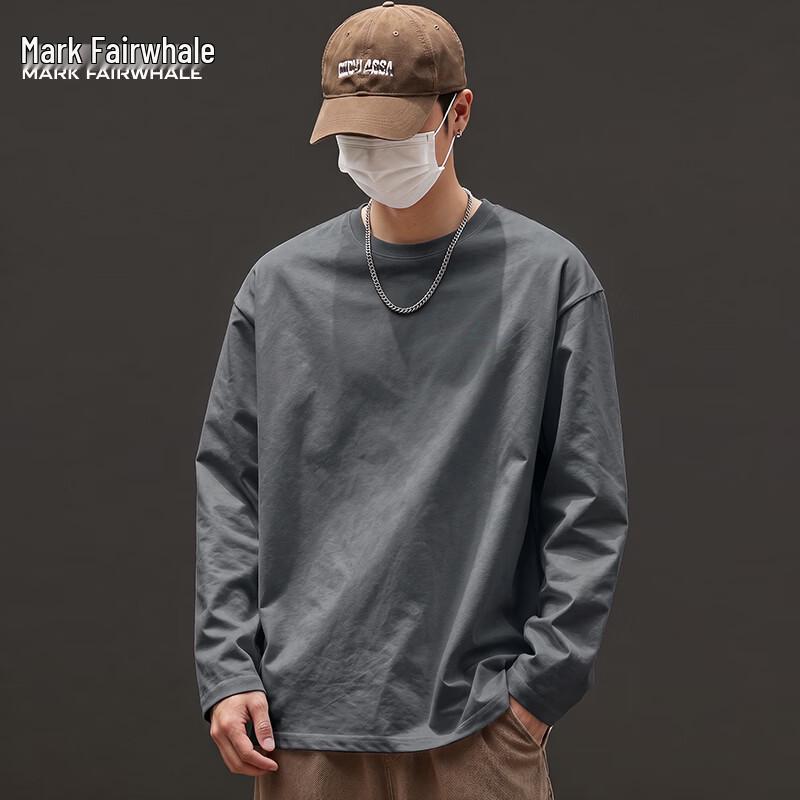 Mark Fairwhale Men's 100% Cotton Long Sleeve Crew Neck T-Shirt