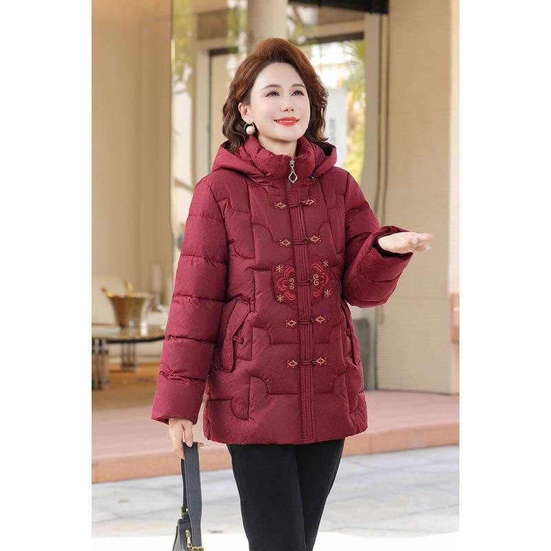 

Набивная одежда навалена и утолщена, зимняя одежда, пуховики, теплые женские куртки с набивкой и новые зимние пальто. 6XL [recommended 160-82.5 kg] бордовый