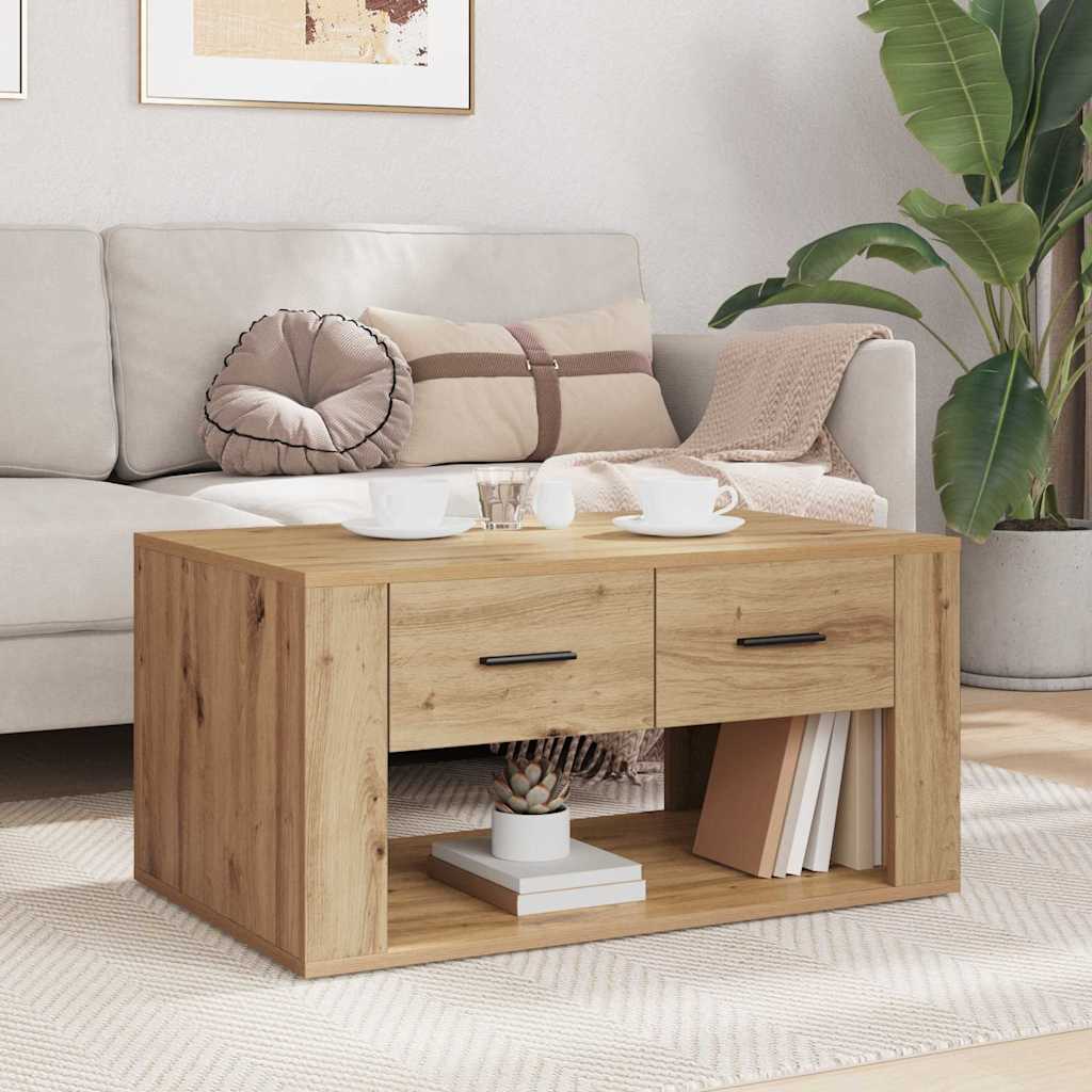 Artisan Oak Coffee Table 80 X 50 X 40 Cm Engineered Wood