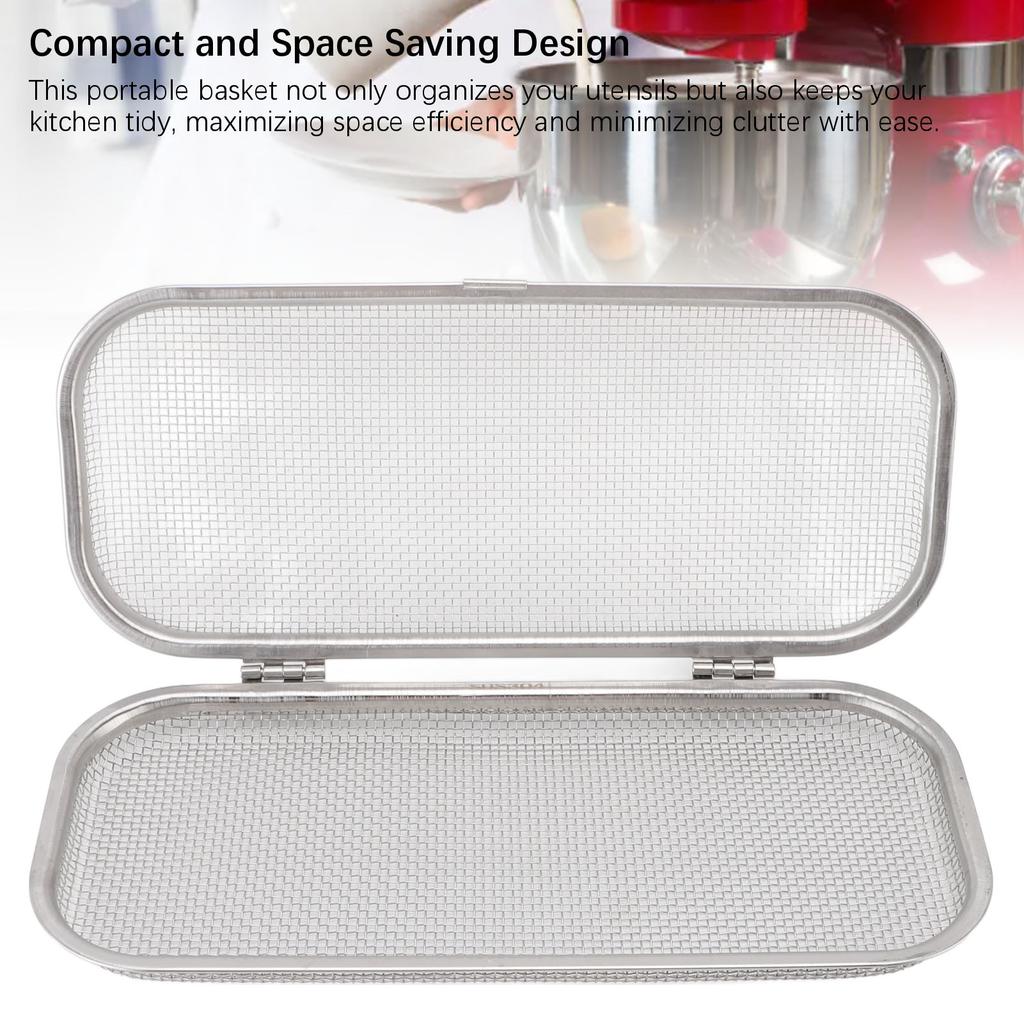 Dishwasher Silverware Basket Rectangular Safe Multifunctional Dishwasher Basket Mesh Drain Thorough Cleaning for Small Items