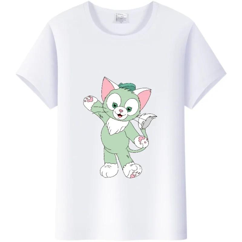Kawaii Cartoon Tees The Bear Duffy Summer Tops Short Sleeve T-Shirts White Harajuku Clothes Y2K Blouses Unisex