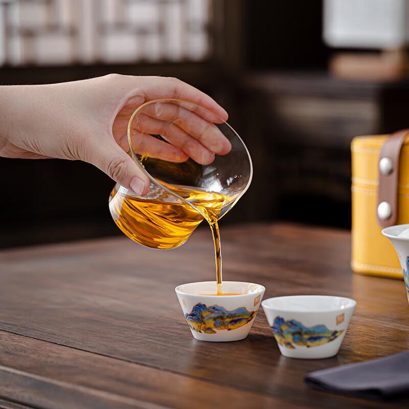 Qianli Jiangshan White Porcelain Portable Travel Tea Set