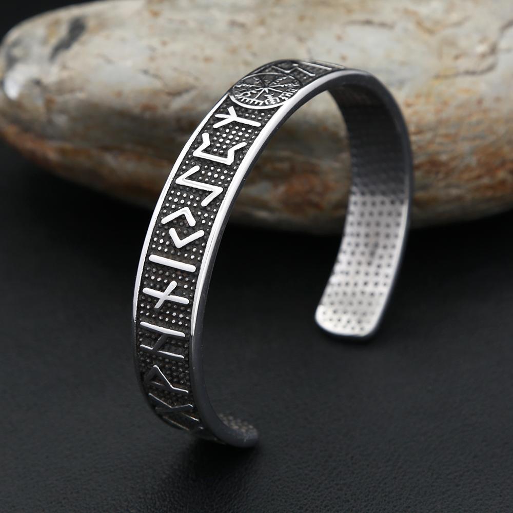 Vintage Nordisches Wikinger Kompass Armband Punk 316L Edelstahl Wikinger Runen Herren Armbänder Biker Amulett Schmuck Geschenk