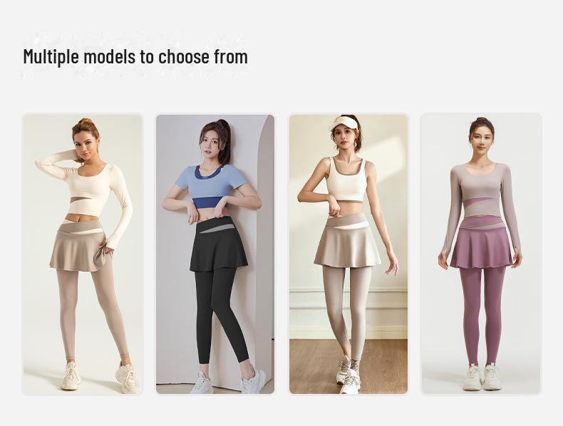 Juyitang High-Waist Two-Piece Yoga Skirt Leggings - Slimming, Anti-Exposure Fitness Wear for Women