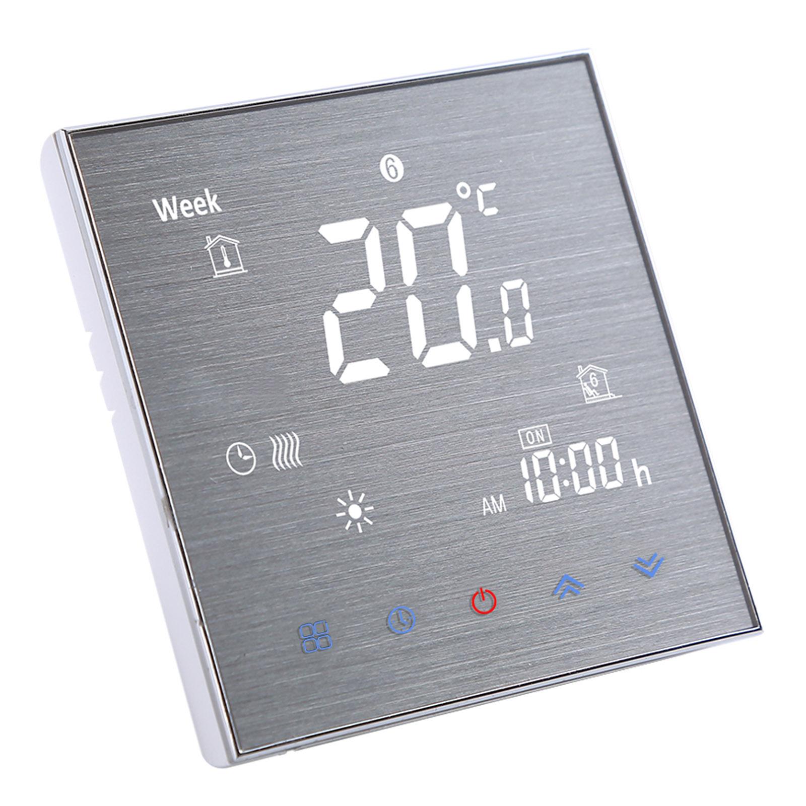 

BTH-2000L-GA Термостат водяної теплої підлоги Цифровий регулятор температури Великий РК-дисплей Сенсорна кнопка керування 5A AC 95-240V GA білий