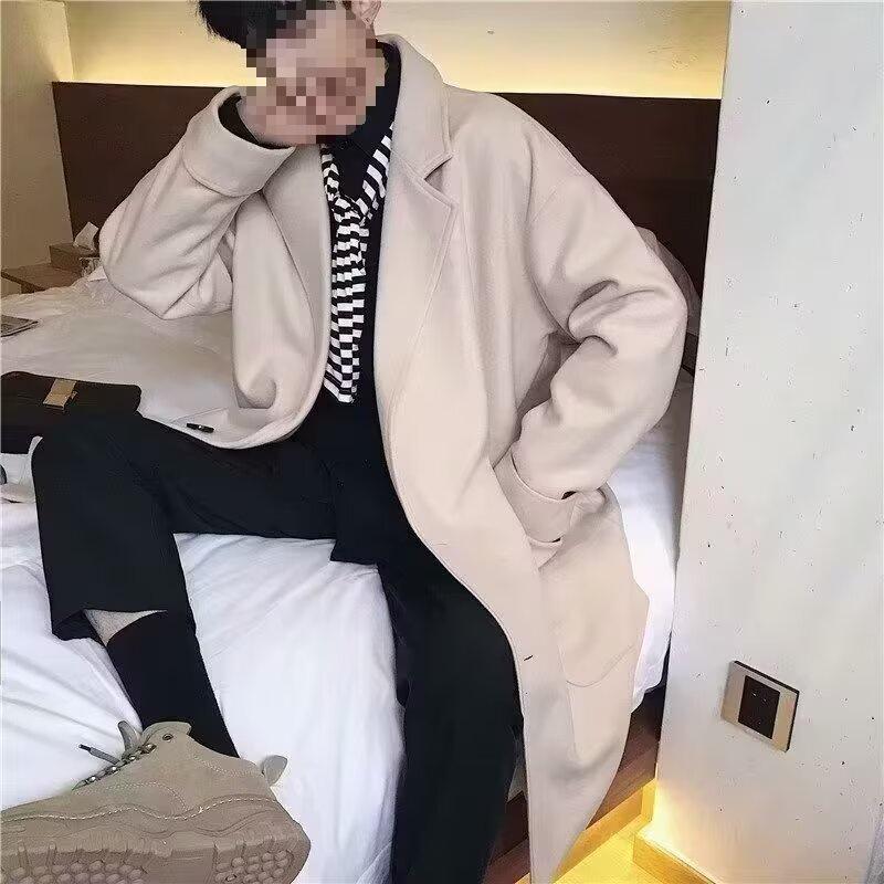 

New Spring Fashion: Men s Casual Mid-Length Single-Breasted Trench Coat M хакі
