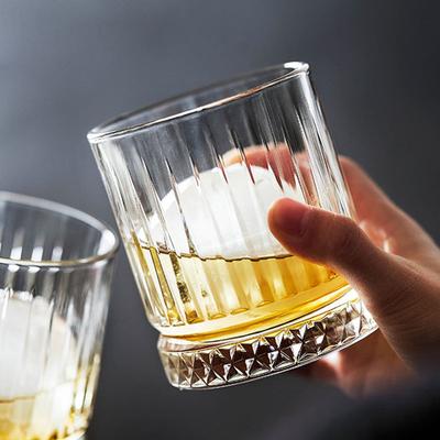 2pcs Set 13OZ Whiskey Glasses Tumbler Diamond Carved Wine Cups Crystal Barware Light Luxury Beer Mug Transparent  Cocktail Glass