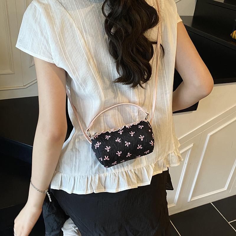 Nylon Small Oval Crossbody Bag For Women With Zipper Closure And Macaron Colors