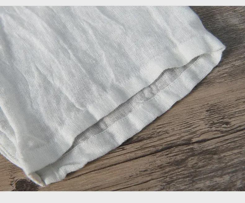 L888 Pánské retro lněné tričko s výstřihem do V - Ležérní jednobarevný top s krátkým rukávem