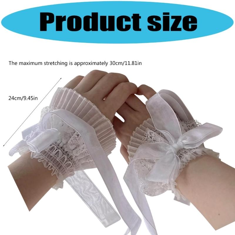 2PCS Elegant Lace Hand Sleeve Japanese Korean Style Wrist Cuffs For Cosplay And Photoshoot Comfortable Elastic Design