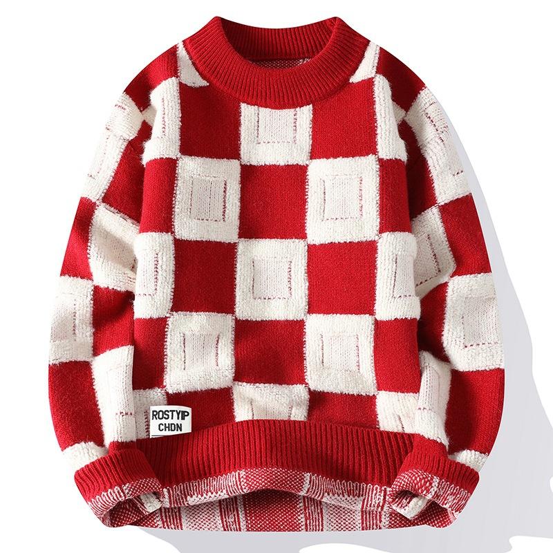 Men's Fall and Winter Personality Round Neck Temperament Sweater Long-sleeved Cotton Warm Tops