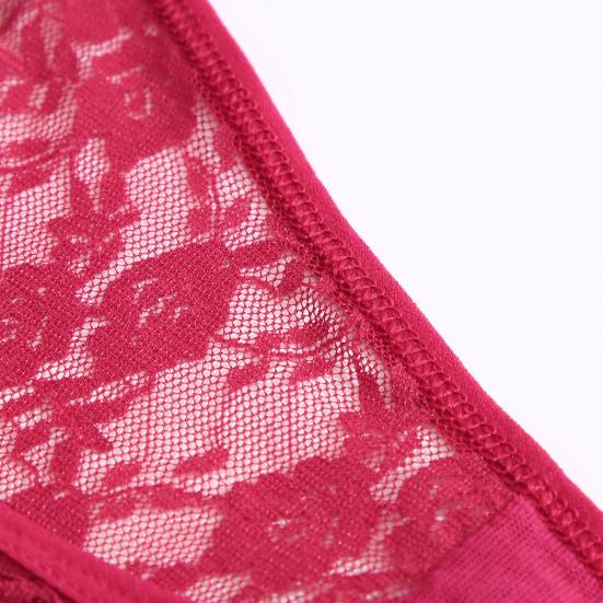 Women Panties Lace Butt-uncovered Perspective Flower Embroidery Underwear Spaghetti Strap Hollow Out Low Waist Triangle Shape