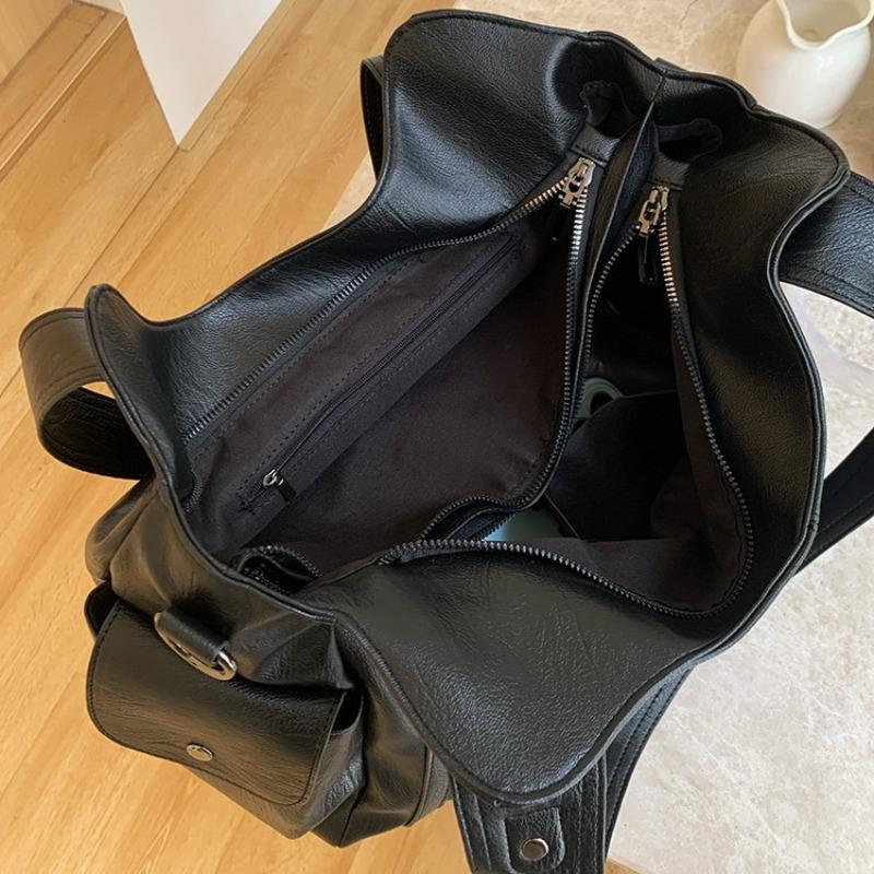 Bag Women's Tote Bag Large Capacity Crossbody New Retro Versatile Black Textured Shoulder Handbag