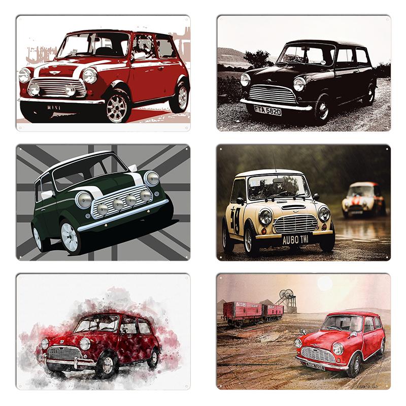 Austin Mini Rallye Seven N8 Der klassische britische Nutzwagen mit Union Jack Unterseite Metall-Garagen-Club-Bar Retro-Blechschild Poster